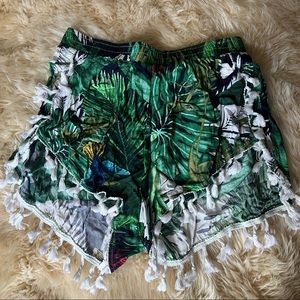 Tropical Bermuda Fringe Tassels Shorts